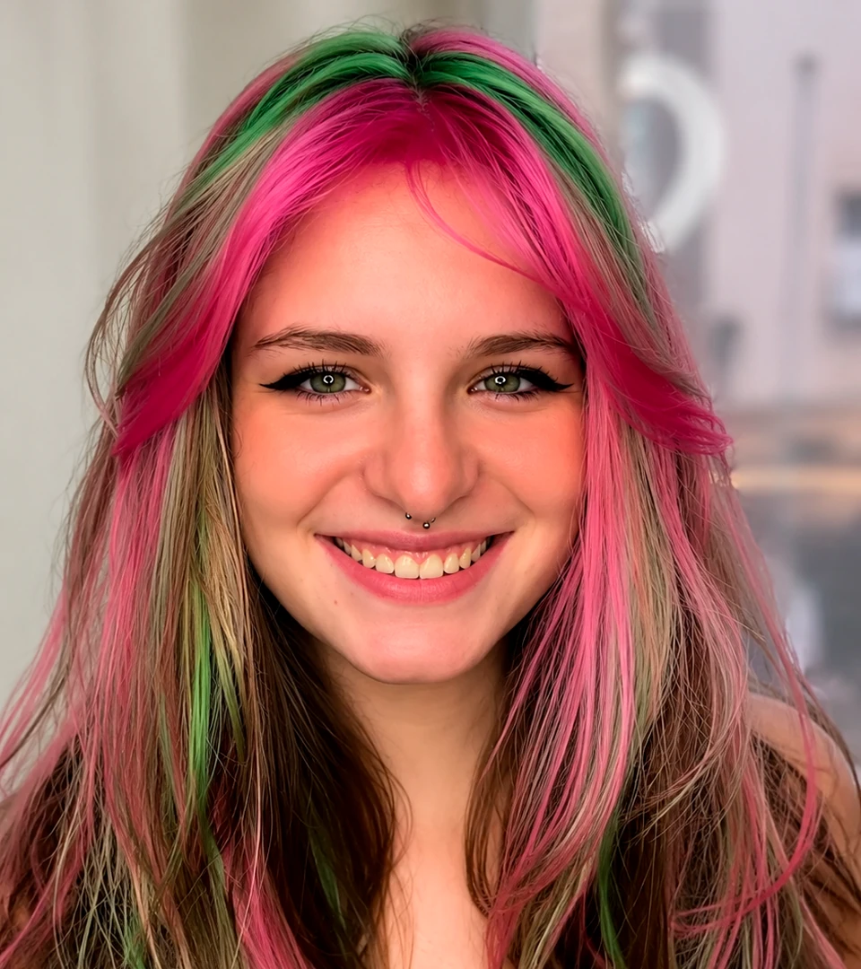 Cabelo com coloração vibrante